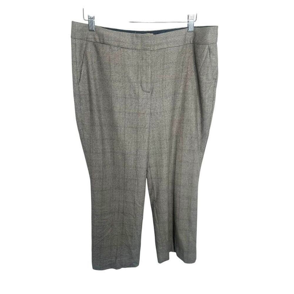 TALBOTS Wool PANTS 14 Petite 14P Plaid Gray Straight Career Work Italy Office